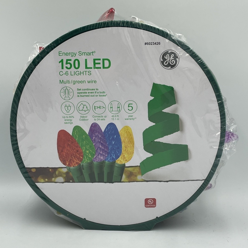 GE StayBright‎ 150-Count 49.6 ft Multicolor C6 LED Christmas String Lights NEW